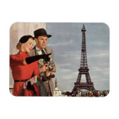 Oude toeristen reizen in Parijs Eiffeltoren Magneet (Horizontaal)