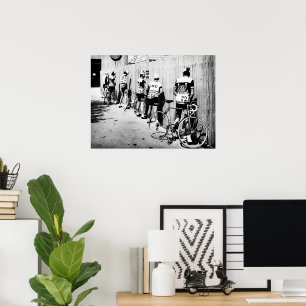 Oude Tour de France Wielrenners Plaspauze 1970s Poster