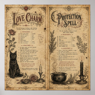 Oude toverspreukenboekpagina's Grimoire Poster