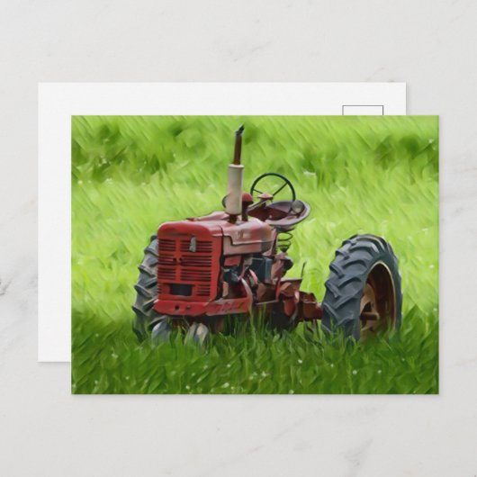 Oude tractor briefkaart (Voorkant / Achterkant)