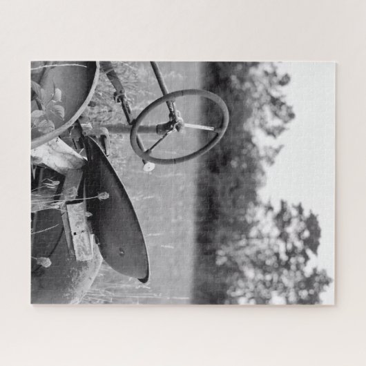 Oude tractor in lange gras legpuzzel (Horizontaal)