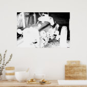 Oude Tractor - negatief Poster (Keuken)
