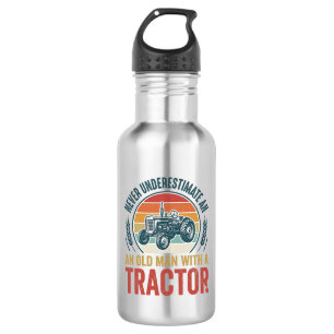 Oude Tractor Oude Man Citaat Shirt Ontwerp_1 Waterfles