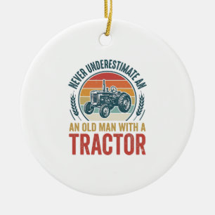 Oude Tractor Oude Man Citaat T-shirt Ontwerp_1 Keramisch Ornament
