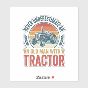 Oude Tractor Oude Man Citaat T-shirt Ontwerp_1 Sticker