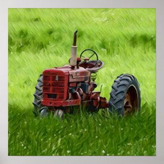 Oude tractor poster