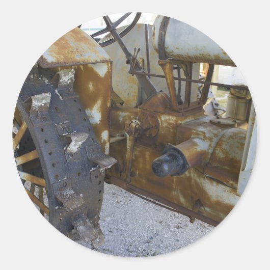 Oude tractor ronde sticker (Voorkant)