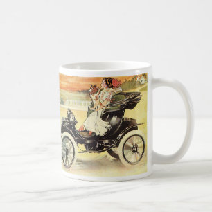 Oude Transportmiddelen, Vrouw in Cabriolet Auto Koffiemok