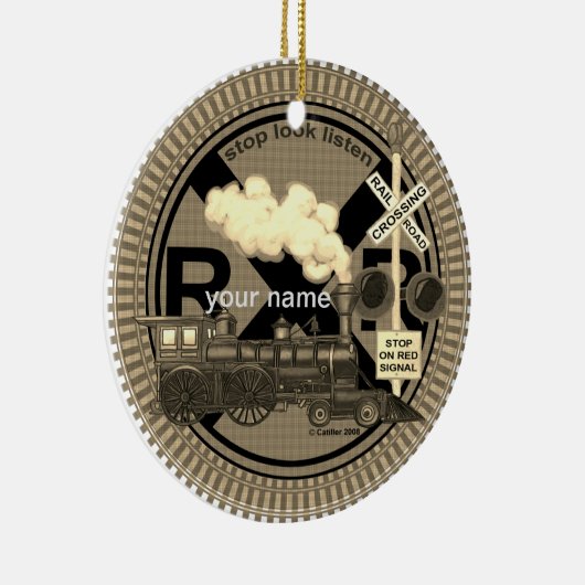 Oude Trein aangepaste naam ornament (Rechts)
