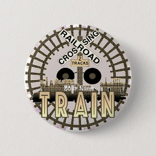 Oude Trein   Ronde Button 5,7 Cm