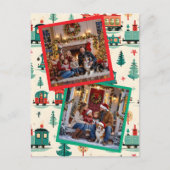 Oude Trein Twee Foto Sjabloon Kerstmis (Voorkant)