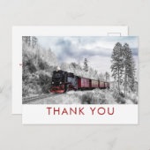 Oude Trein Winter Kerst Scene  Dank je wel Briefkaart (Voorkant / Achterkant)