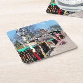 OUDE TREINSTATION VIERKANTE KARTONNEN ONDERZETTER (Schuin)