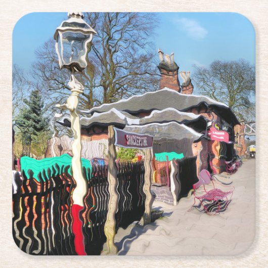 OUDE TREINSTATION VIERKANTE KARTONNEN ONDERZETTER (Voorkant)