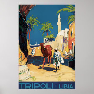 Oude Tripoli Libië Reisposter Print, Kameel Poster