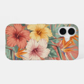 Oude Tropische Bloemen iPhone 16 Hoesje (Achterkant horizontaal)