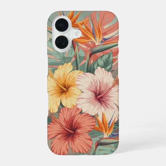 Oude Tropische Bloemen iPhone 16 Hoesje (Achterkant)