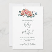 Oude Trouwbloemen Rustieke Roze Rozen Uitnodiging (Voorkant)