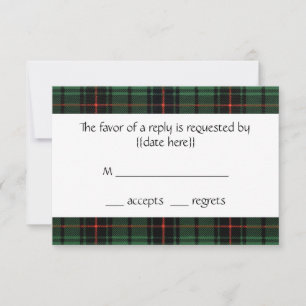 Oude trouwerij, Tartan Davidson Modern Patroon RSVP Kaartje