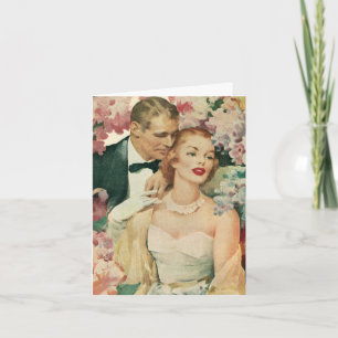 Oude trouwerportret, retro bruid en bruidegom bedankkaart