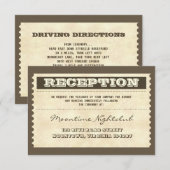 Oude trouwticket receptie ontwerp antiek informatiekaartje (Voorkant / Achterkant)