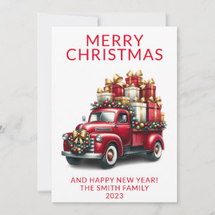 Oude Truck Geeft Rode Kerstcadeaus Kaart
