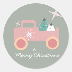 Oude Truck Groovy Kerst Cookies Ronde Sticker