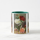 Oude tuinrozen in een glazen vaas mok (Midden)