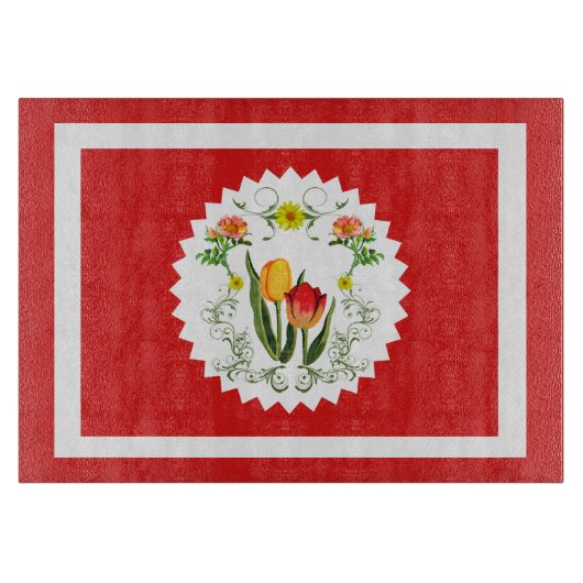 Oude Tulp Rode Snijplank (Voorkant)
