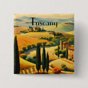Oude Tuscane Platteland Aangepaste Tekst Vierkante Button 5,1 Cm