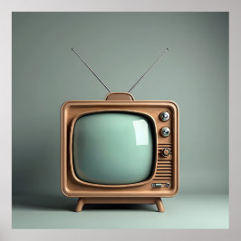 Oude tv met antenne poster