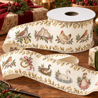 Oude Twaalf Dagen van Kerst Grosgrain Lint