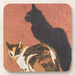 Oude Twee Katten Schilderij Steinlen Bier Onderzetter