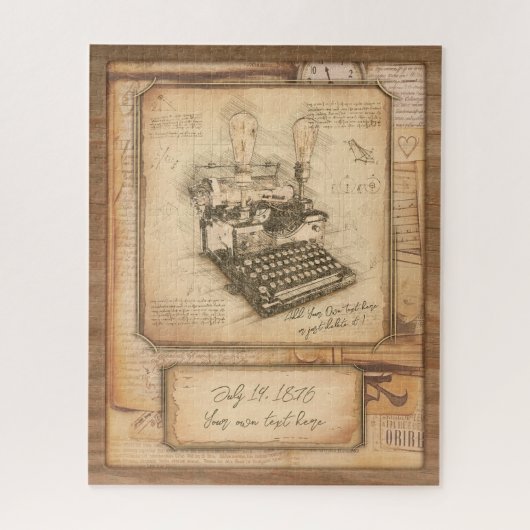 Oude  Typewriter. Auteur / Schrijver Gift Legpuzzel (Verticaal)