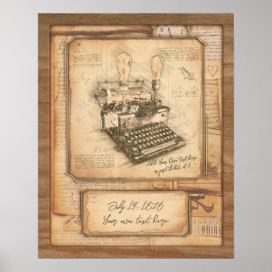 Oude  Typewriter. Auteur / Schrijver Gift Poster