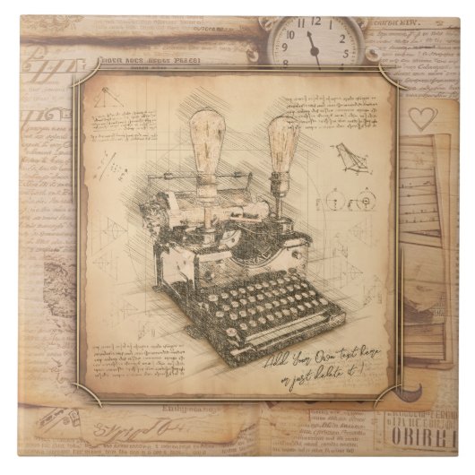 Oude Typewriter. Auteur / Schrijver Gift Tegeltje (Voorkant)