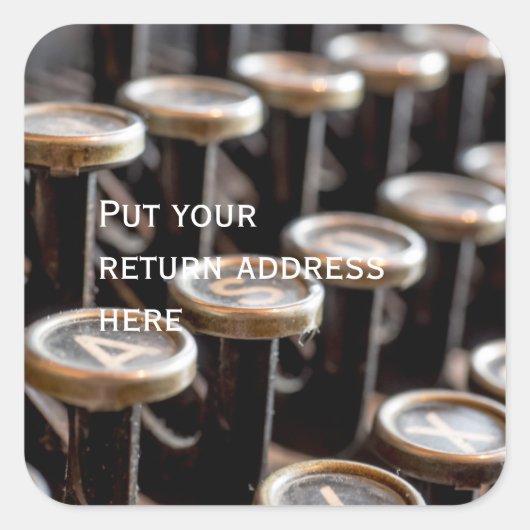 Oude  Typewriter Keys Retouradres Sticker (Voorkant)