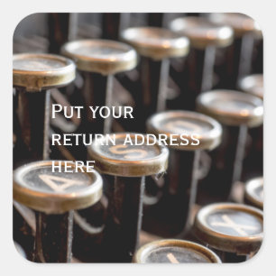 Oude  Typewriter Keys Retouradres Sticker
