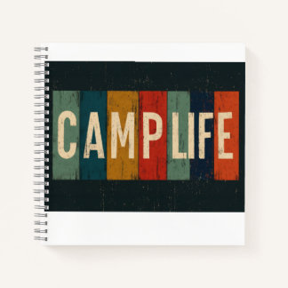 Oude typografie van het kampeervakantiegevoel notitieboek
