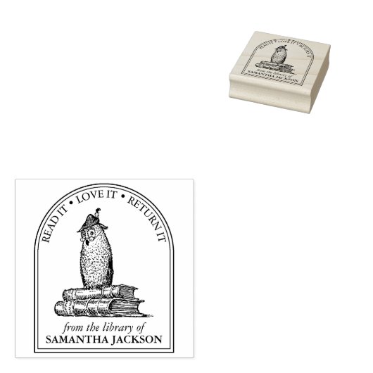 Oude uil aangepast Van de bibliotheek van Rubberstempel (Gestempeld)