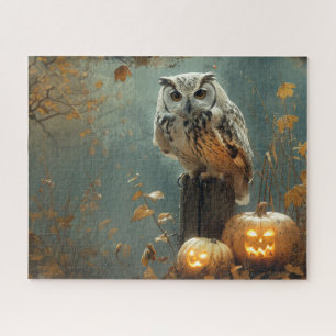 Oude Uil en Pompoenen Herfst Halloween Legpuzzel