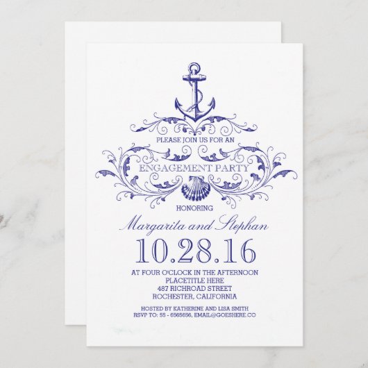 oude uitnodiging voor ankernautische engagementsfe (Voorkant / Achterkant)