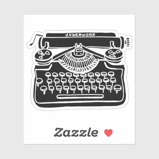 Oude Underwood-typemachine zwart Sticker (Vel)