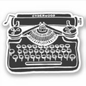 Oude Underwood-typemachine zwart Sticker (Voorkant)