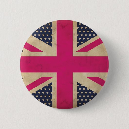 Oude Uniefanaat in roze vlag Button badge (Voorkant)