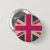 Oude Uniefanaat in roze vlag Button badge (Voorkant /achterkant)