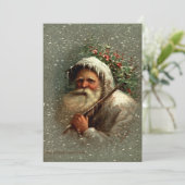 oude vader kerst in sneeuw feestdagenkaart (Staand voorkant)