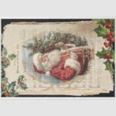Oude Vader Kerstmis, Holly & Muziek Decoupage Tissuepapier (Voorkant)