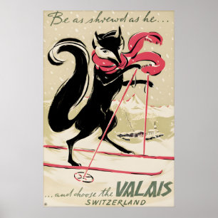 Oude Valais Zwitserland Ski Reisposter Zwitsers Poster
