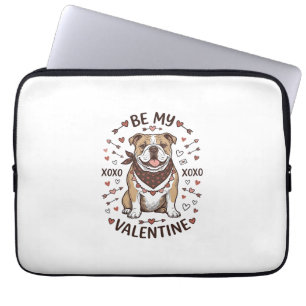 Oude Valentijnsdag Bulldog XOXO Shirt Ontwerp_1 Laptop Sleeve